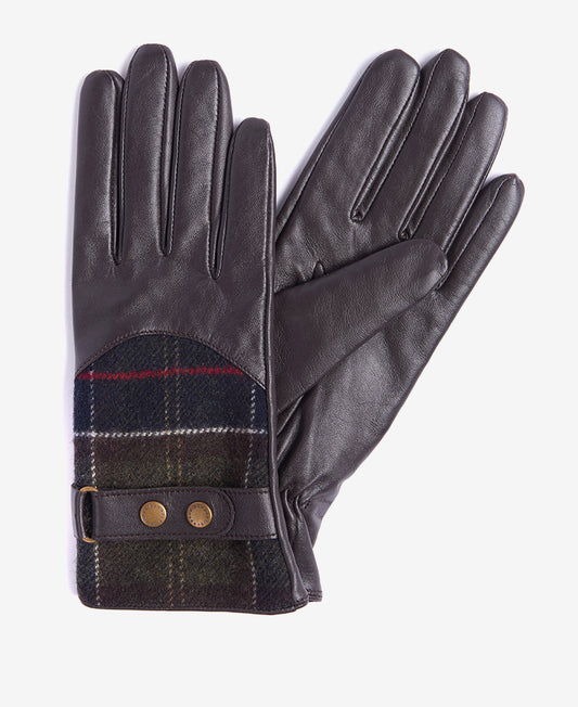 Barbour Dee Tartan Glove Dark Brown