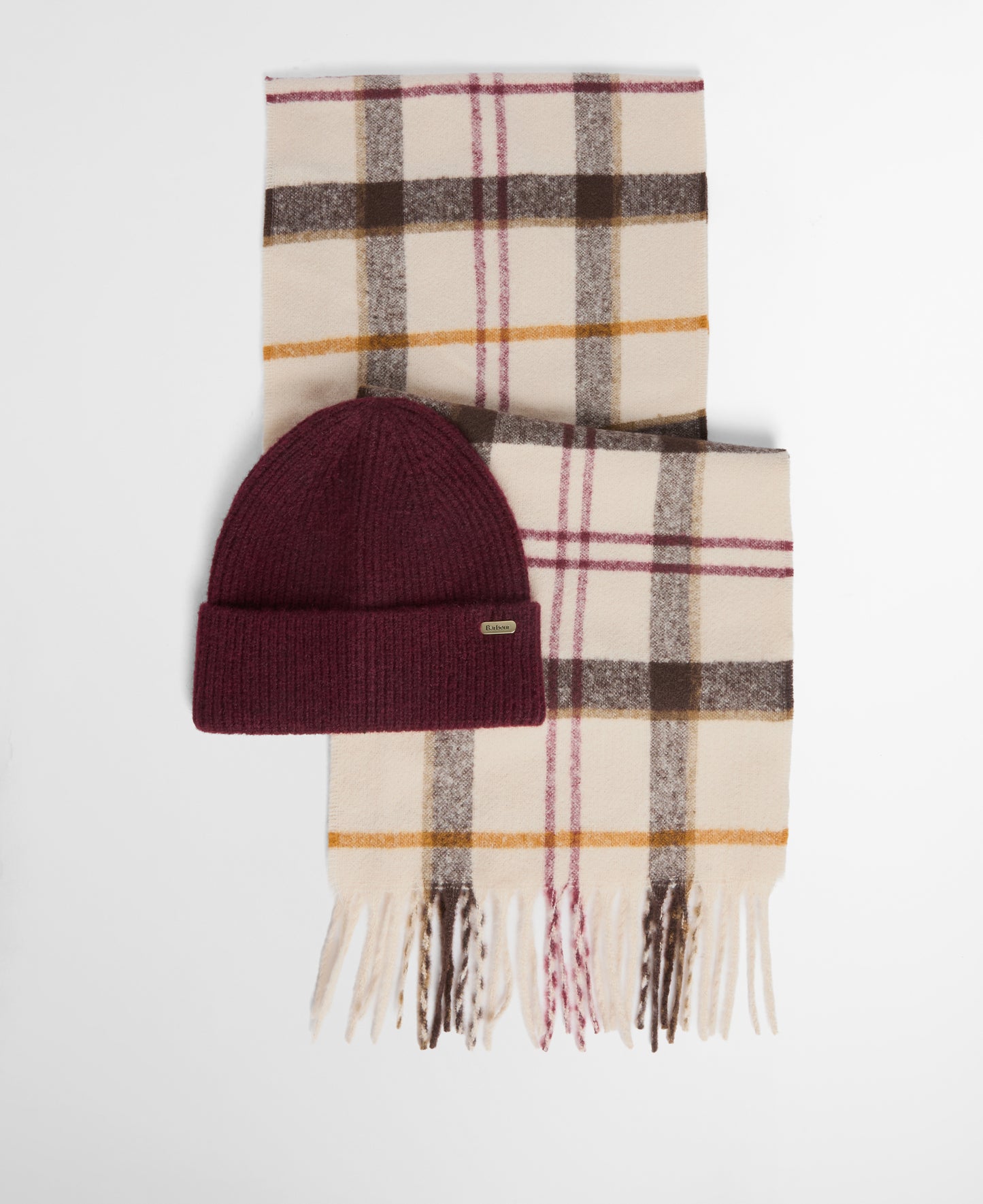 Barbour Olivia Beanie/Scarf Gift Set Light Muted Tartan
