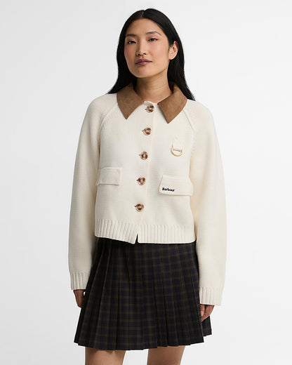 Barbour Alverstone Knitted Cardigan-Ecru