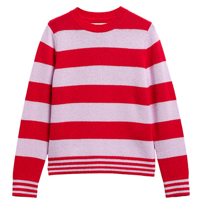 Barbour Woodhouse Stripe Knitted Jumper-Crimson