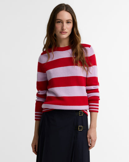 Barbour Woodhouse Stripe Knitted Jumper-Crimson