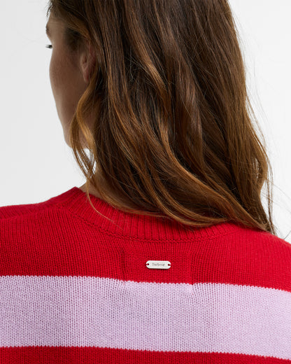 Barbour Woodhouse Stripe Knitted Jumper-Crimson