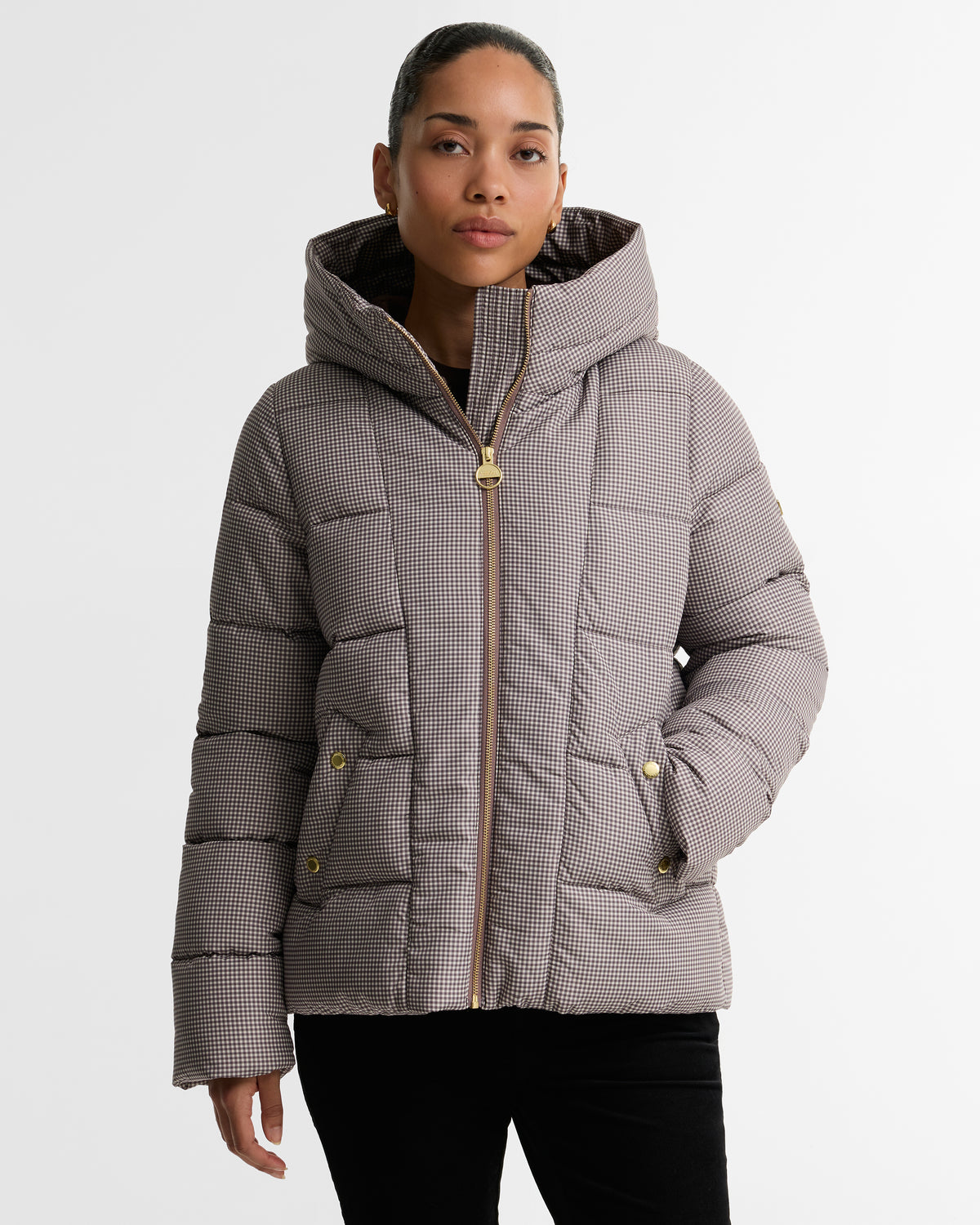 Barbour Print Brantley Puffer Jacket Truffle