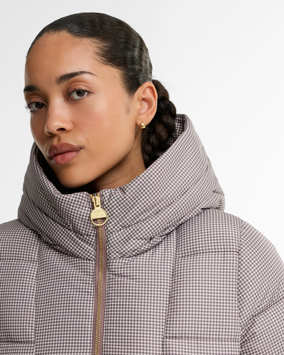 Barbour Print Brantley Puffer Jacket Truffle