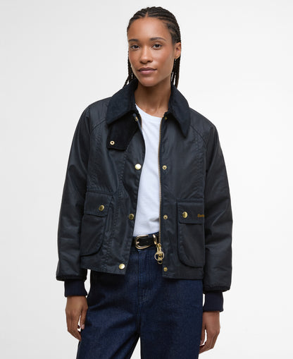 Barbour Crop Beadnell Waxed Jacket Navy/Classic