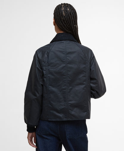Barbour Crop Beadnell Waxed Jacket Navy/Classic