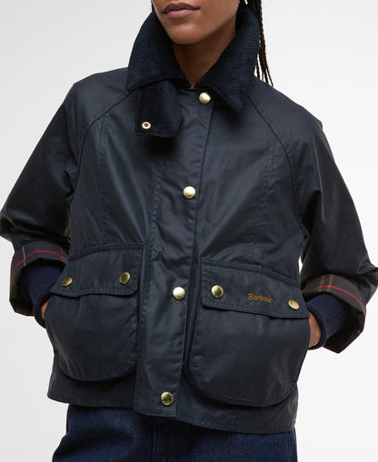 Barbour Crop Beadnell Waxed Jacket Navy/Classic
