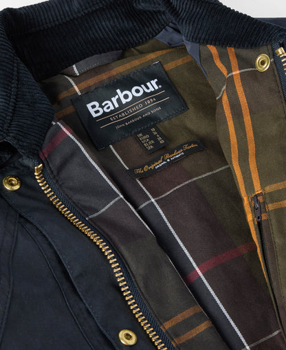Barbour Crop Beadnell Waxed Jacket Navy/Classic