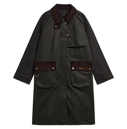Barbour Check Kirklees Longline Jacket-Fern/Classic