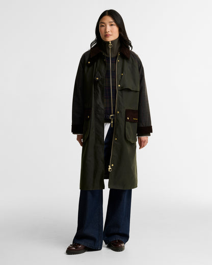 Barbour Check Kirklees Longline Jacket-Fern/Classic