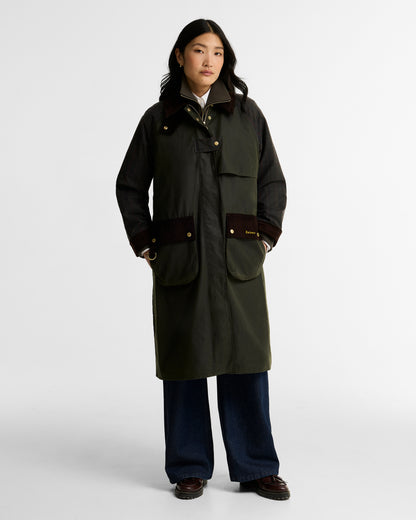 Barbour Check Kirklees Longline Jacket-Fern/Classic