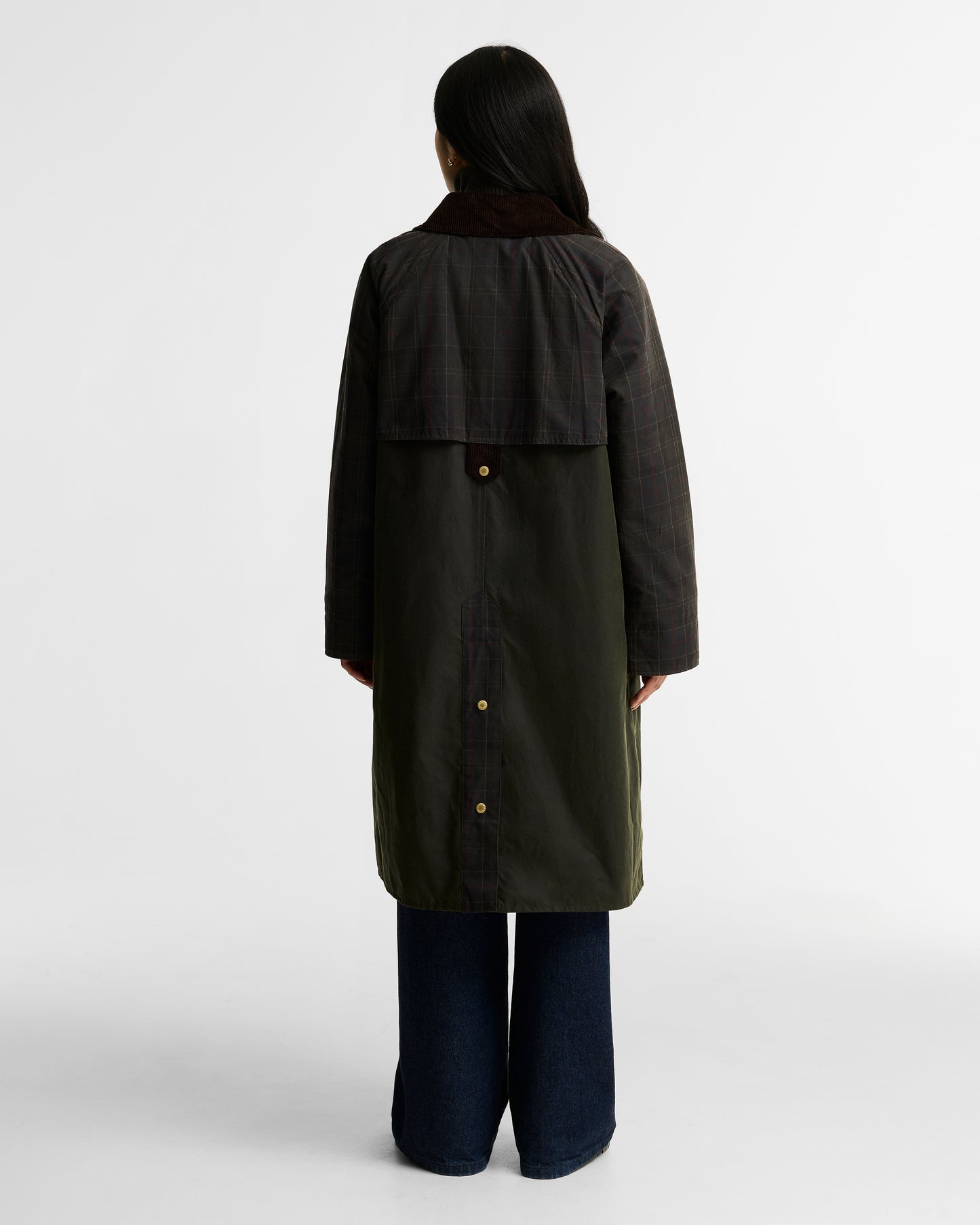 Barbour Check Kirklees Longline Jacket-Fern/Classic