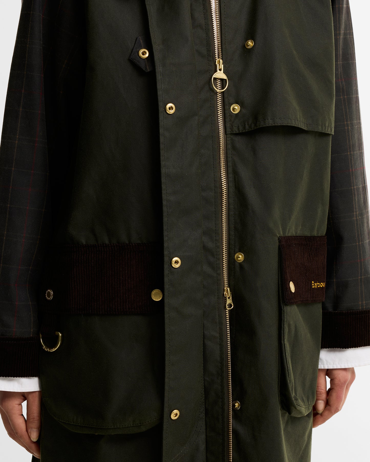 Barbour Check Kirklees Longline Jacket-Fern/Classic