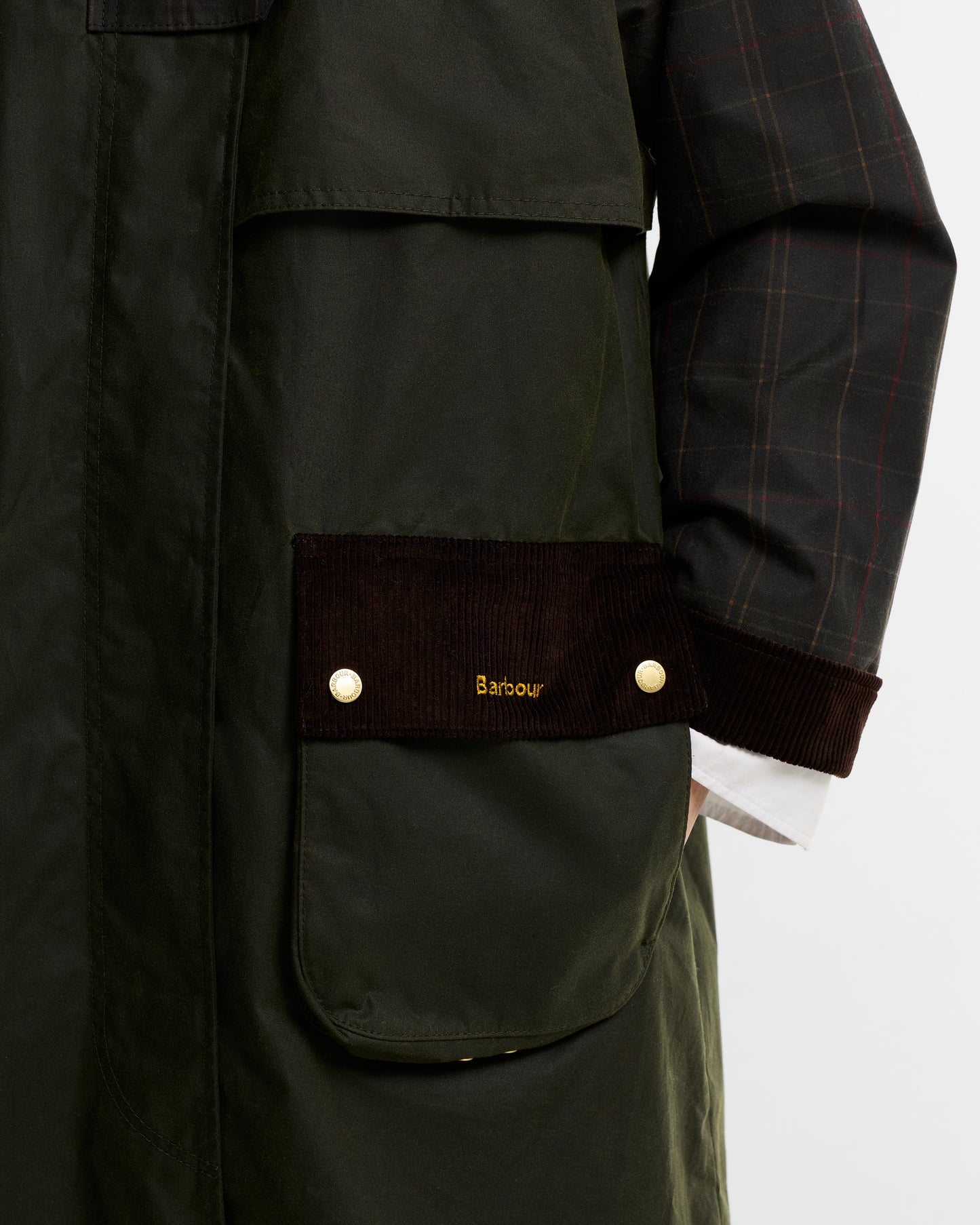 Barbour Check Kirklees Longline Jacket-Fern/Classic