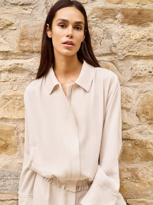 YAYA Linen Blouse Jacket-Cloud Creme White