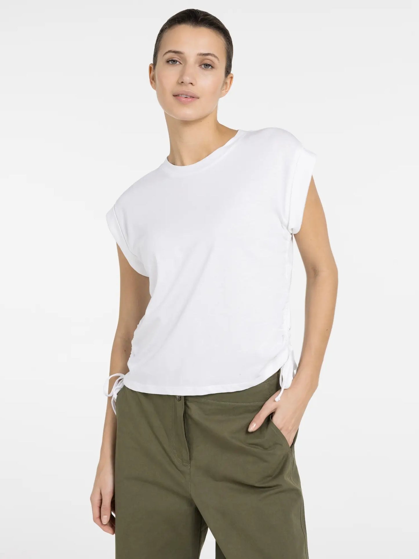 YAYA Cap Sleeve Top-White