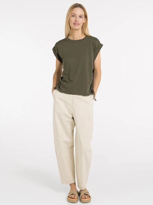 YAYA Cap Sleeve Top-Army Green