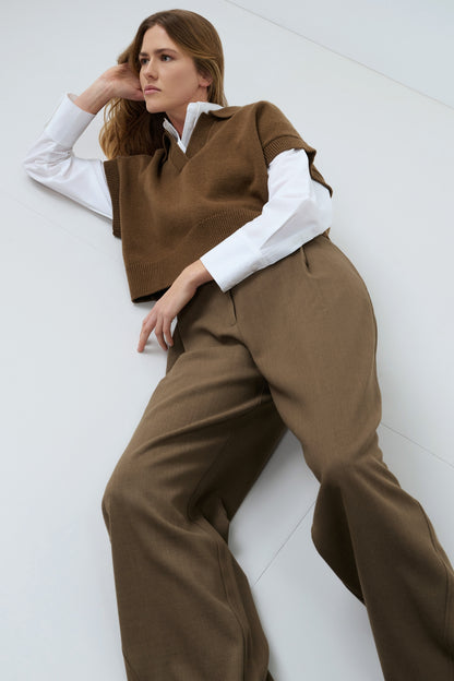 YAYA Knitted Spencer Teak Brown Melange