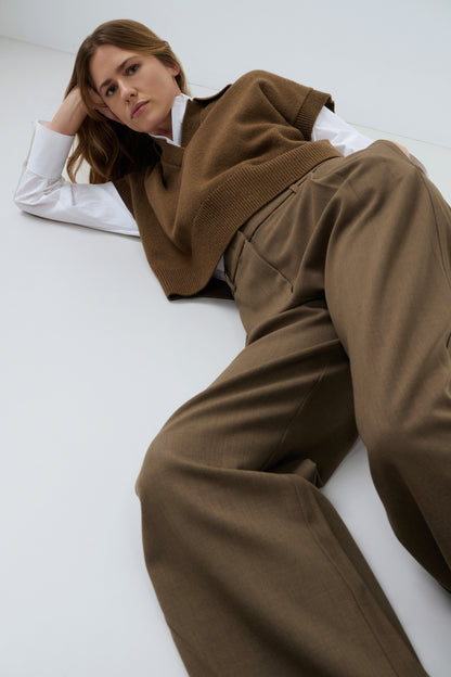YAYA Knitted Spencer Teak Brown Melange