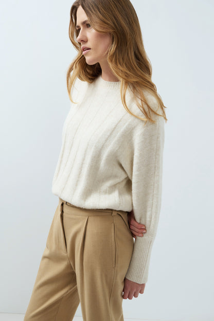 YAYA Rib Sweater Off White Melange