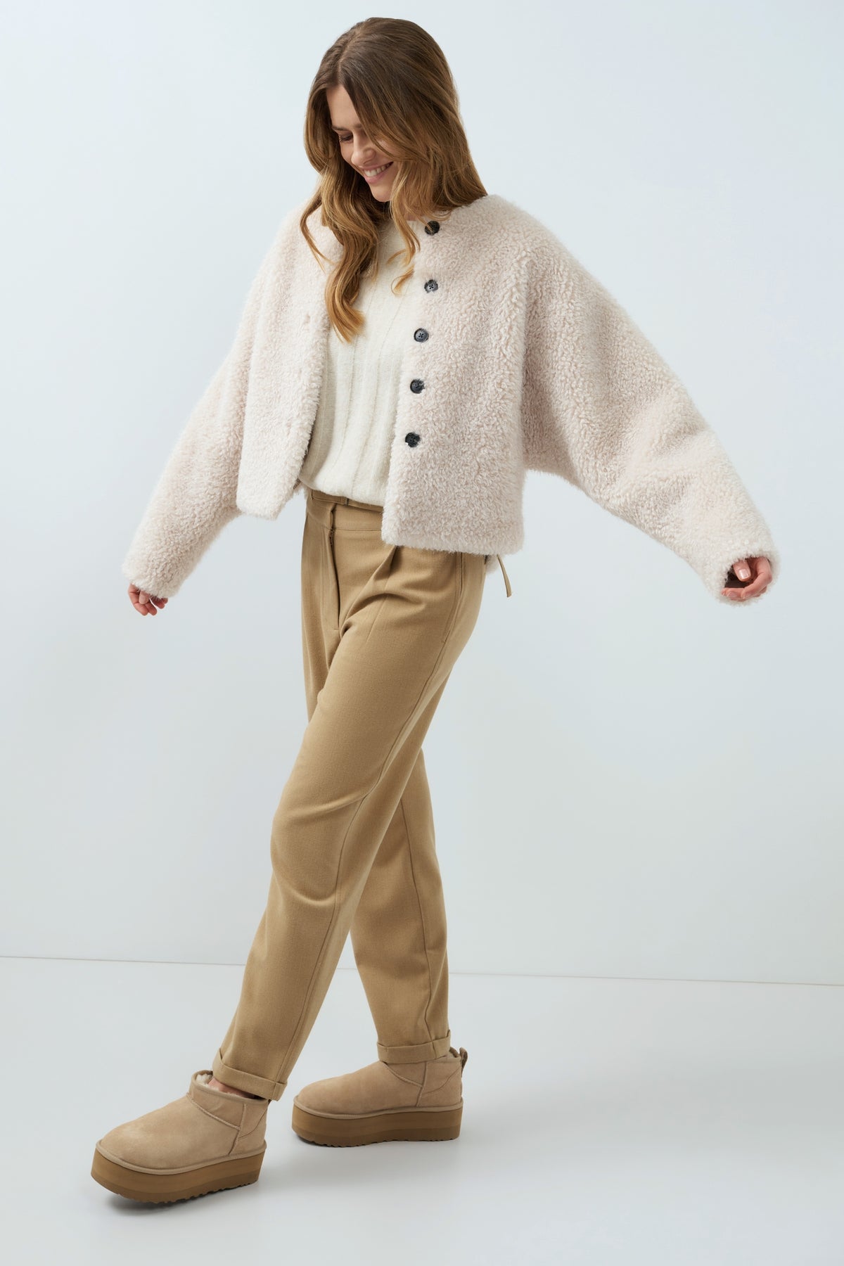 YAYA Rib Sweater Off White Melange