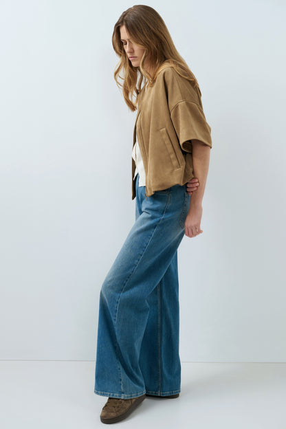 YAYA Oversized Suedine Jacket Otter Brown