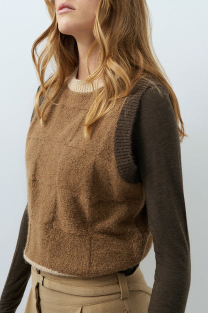 YAYA Spencer Vest Otter Brown Dessin