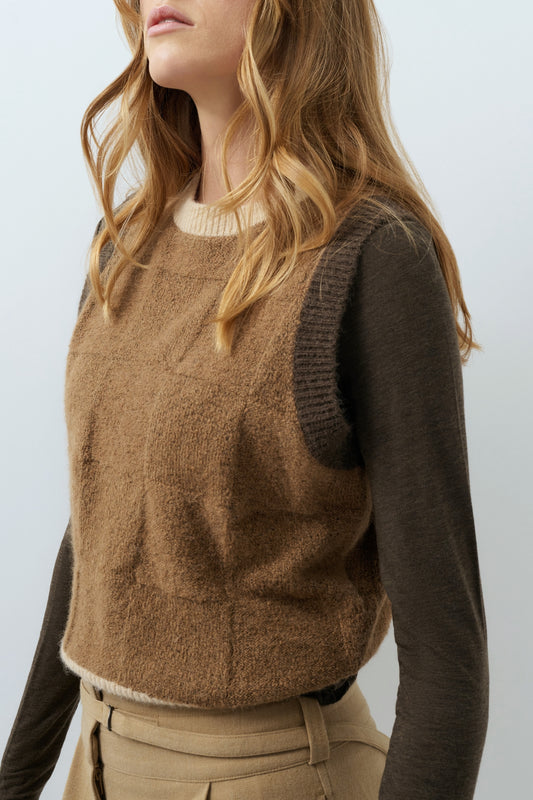 YAYA Spencer Vest Otter Brown Dessin