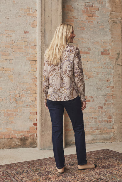 I Say Lotta Smock Shirt Taupe Paisley