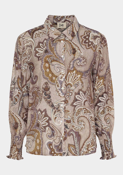 I Say Lotta Smock Shirt Taupe Paisley