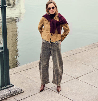 MAC Dakota Barrel Jeans Brown Crincle