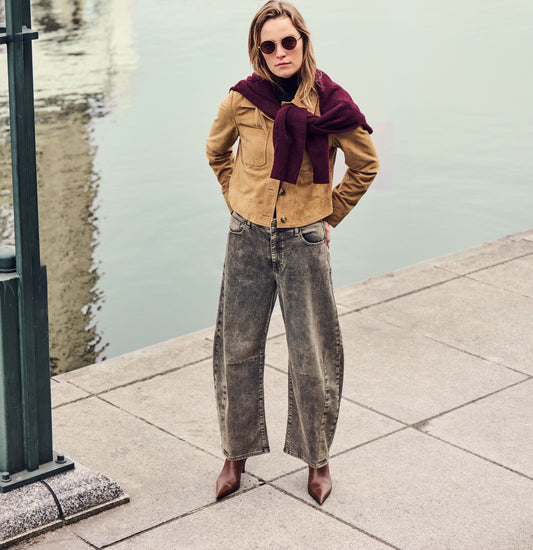 MAC Dakota Barrel Jeans Brown Crincle