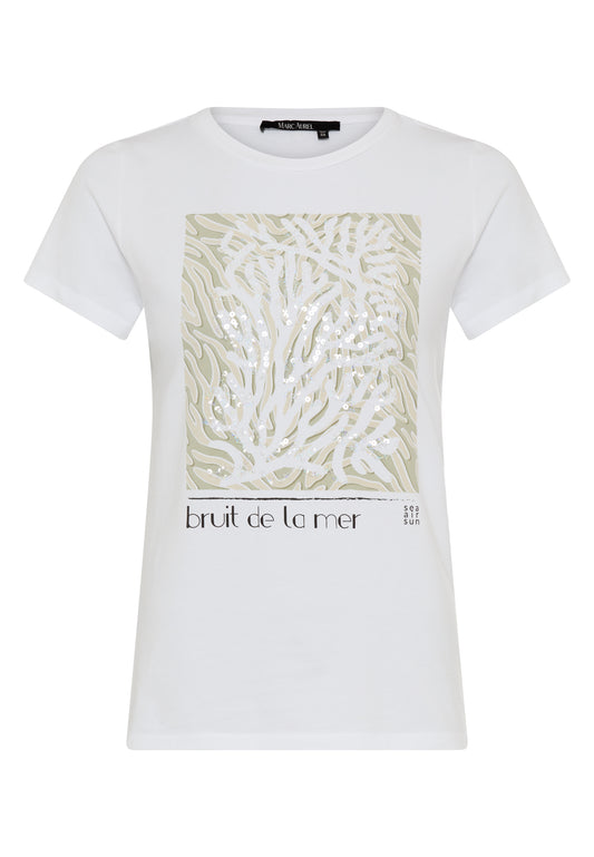 Marc Aurel Sequin Detail Logo T-Shirt