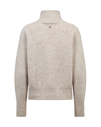 Mos Mosh Thora Knit Zip Cardigan Feather Gray