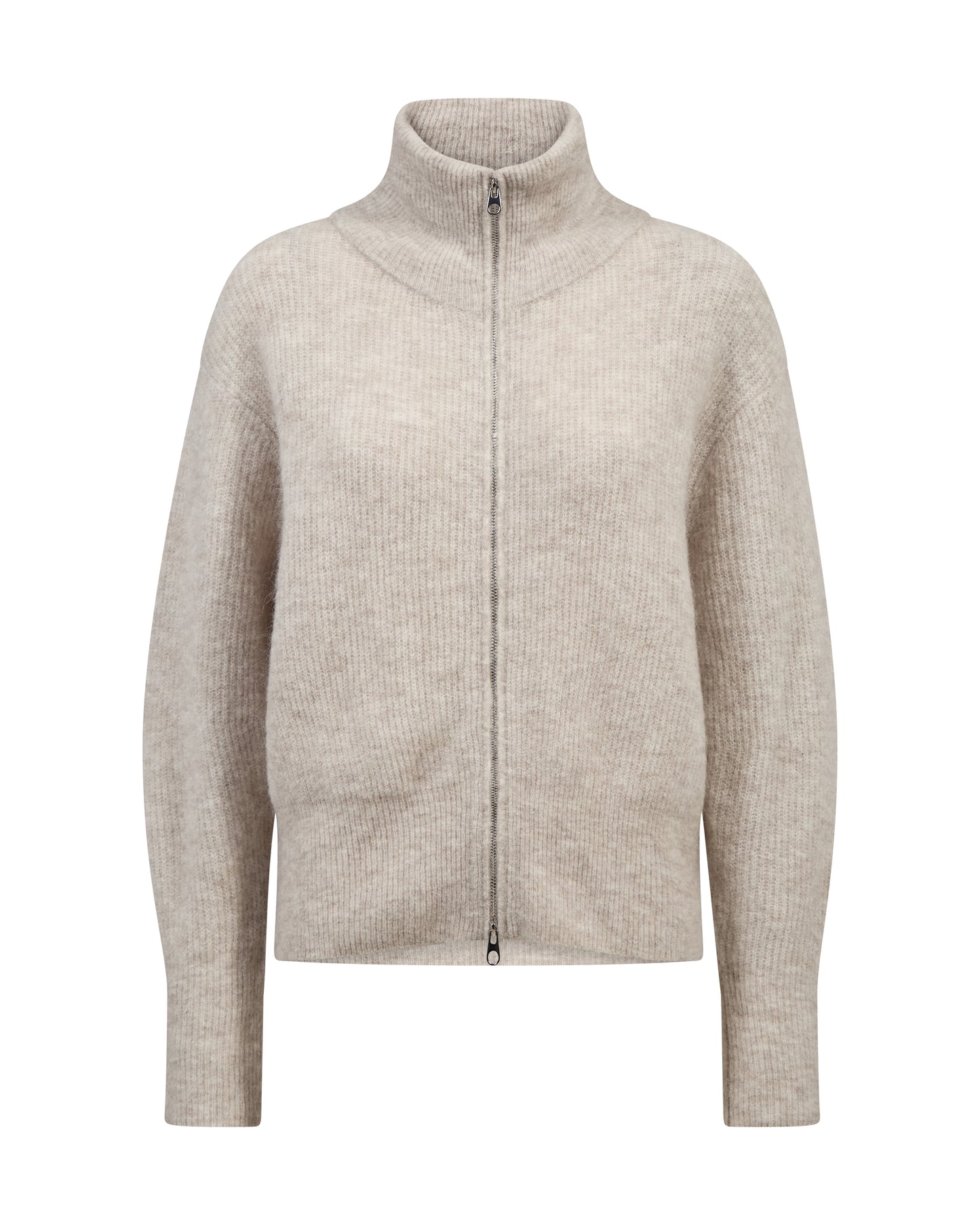 Mos Mosh Thora Knit Zip Cardigan Feather Gray