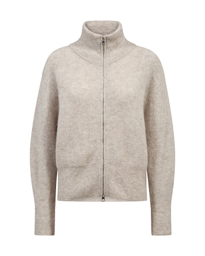 Mos Mosh Thora Knit Zip Cardigan Feather Gray