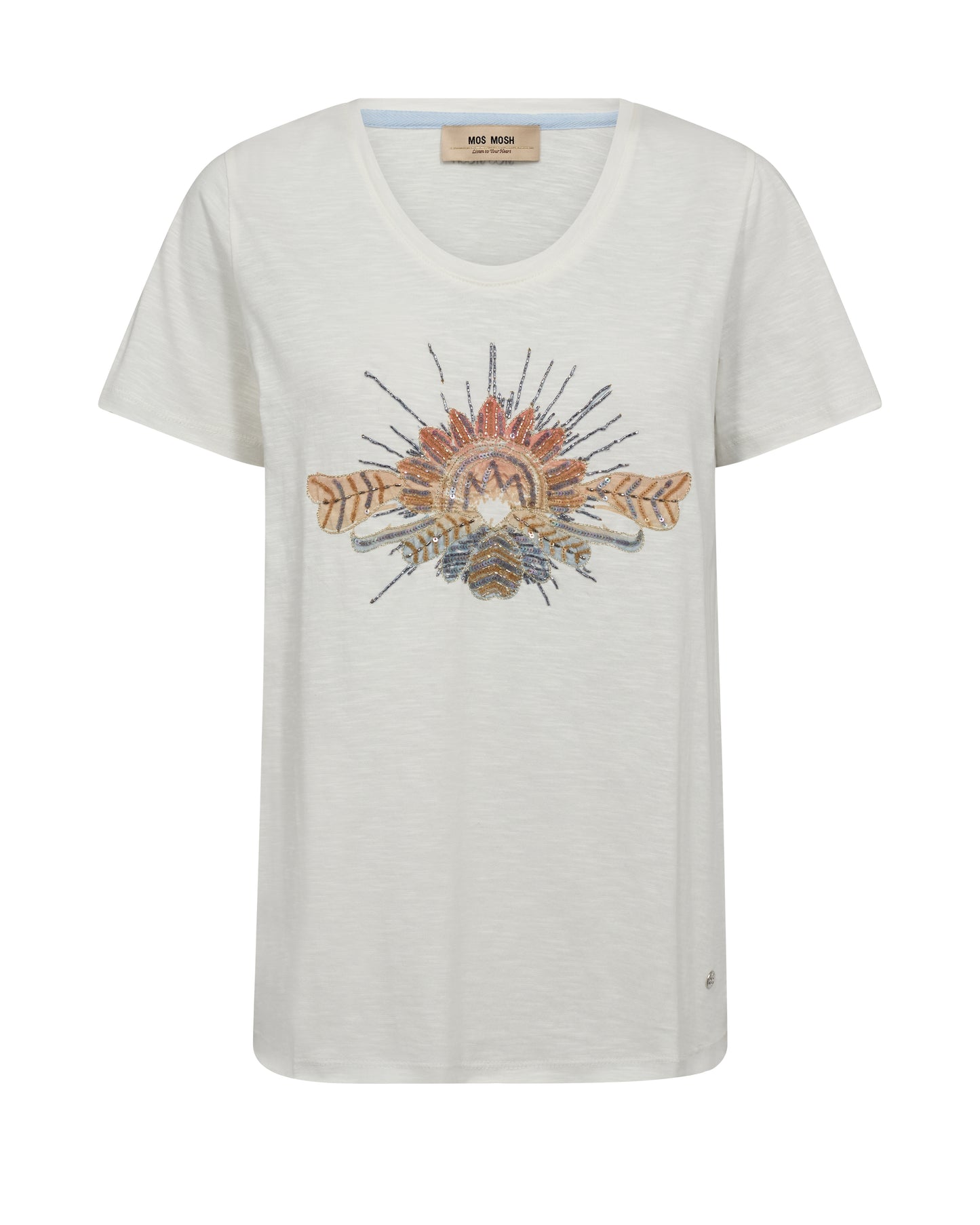 Mos Mosh Tonia O-SS Glam Tee Ecru