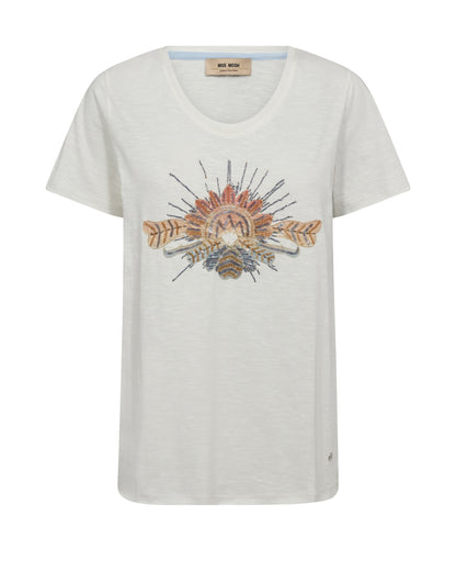 Mos Mosh Tonia O-SS Glam Tee Ecru