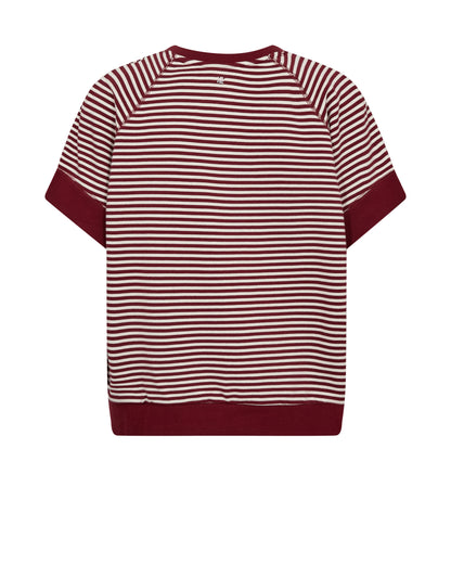 Mos Mosh Holt V-SS Stripe Sweatshirt Cabernet