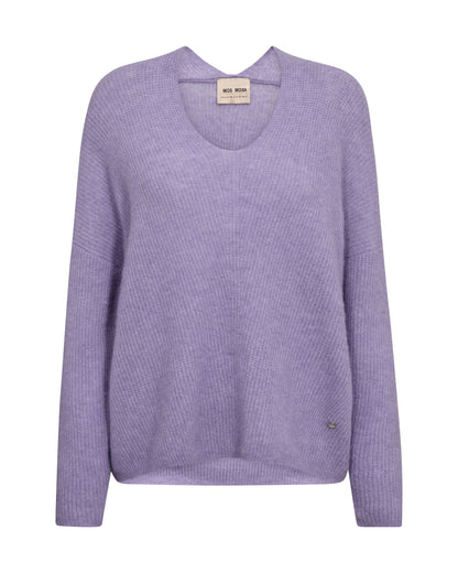 Mos Mosh Thora V-Neck Knit Violet Tulip