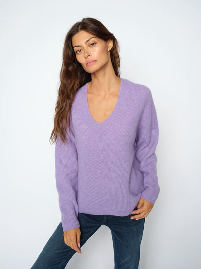 Mos Mosh Thora V-Neck Knit Violet Tulip
