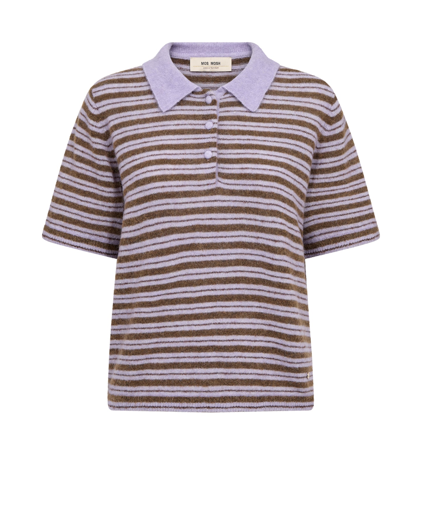 Mos Mosh Milvi Stripe Polo Knit Violet Tulip