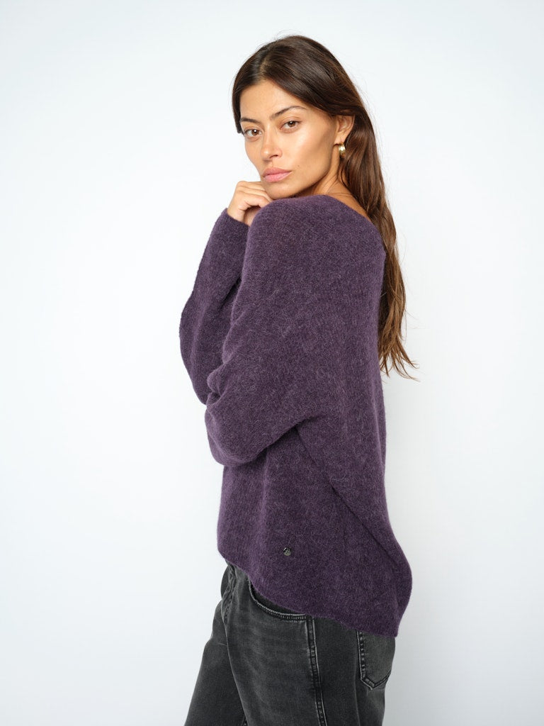 Mos Mosh Thora V-Neck Knit Sweet Grape
