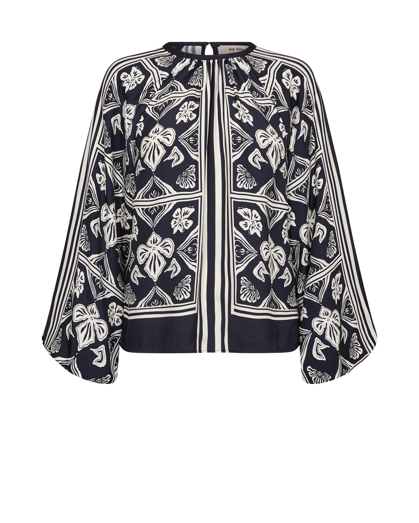 Mos Mosh Milkey Linocut Blouse Salute Navy