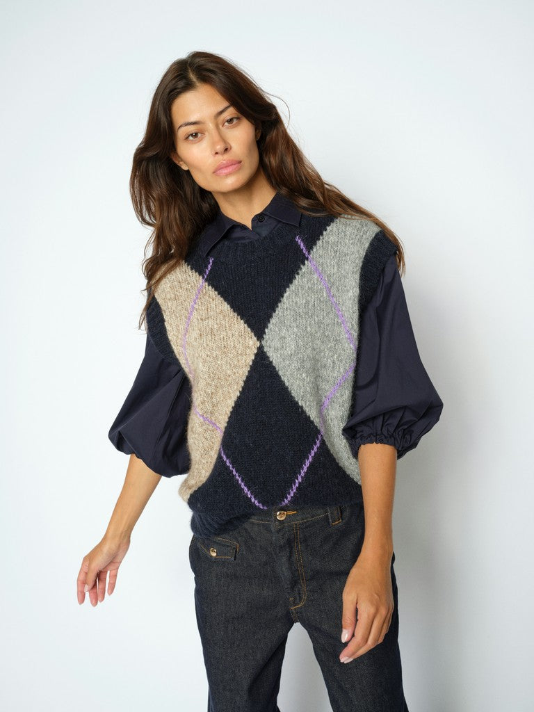 Mos Mosh Jennine Knit Vest Salute Navy