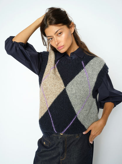 Mos Mosh Jennine Knit Vest Salute Navy