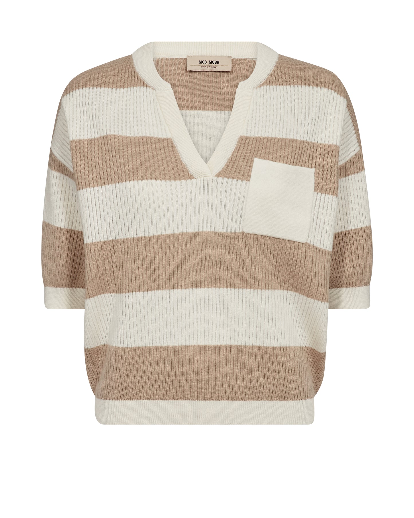Mos Mosh Pinna Stripe Short Sleeve Knit Doeskin