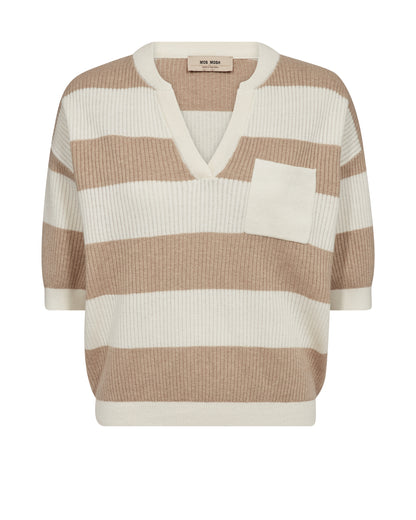 Mos Mosh Pinna Stripe Short Sleeve Knit Doeskin