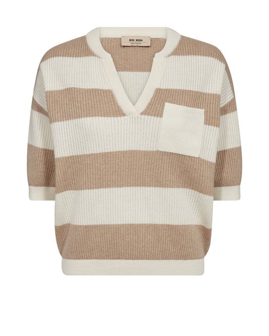 Mos Mosh Pinna Stripe Short Sleeve Knit Doeskin