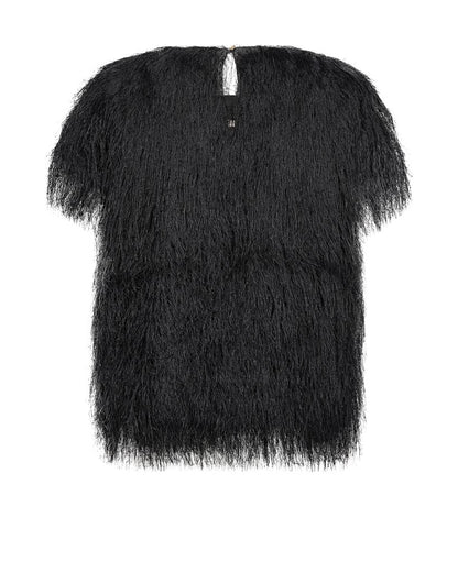 Mos Mosh Brim Faux Fur Tee Top Black